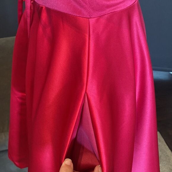 Women’s Short Pink Prom Party Homecoming Dress Criss Cross Back Ties Size 0 NWOT - Picture 4 of 12